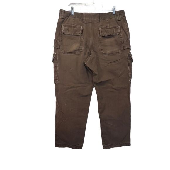 Duluth Trading Jeans Mens 36×32 Brown Carpenter Work Canvass worn workwear - Picture 7 of 9